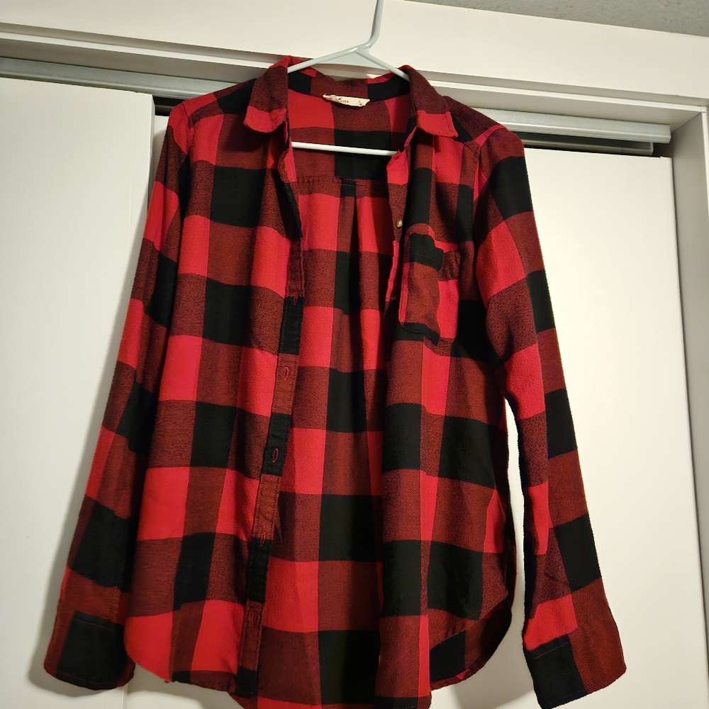 Red And Black Buffalo Paid Button Down Shirt
